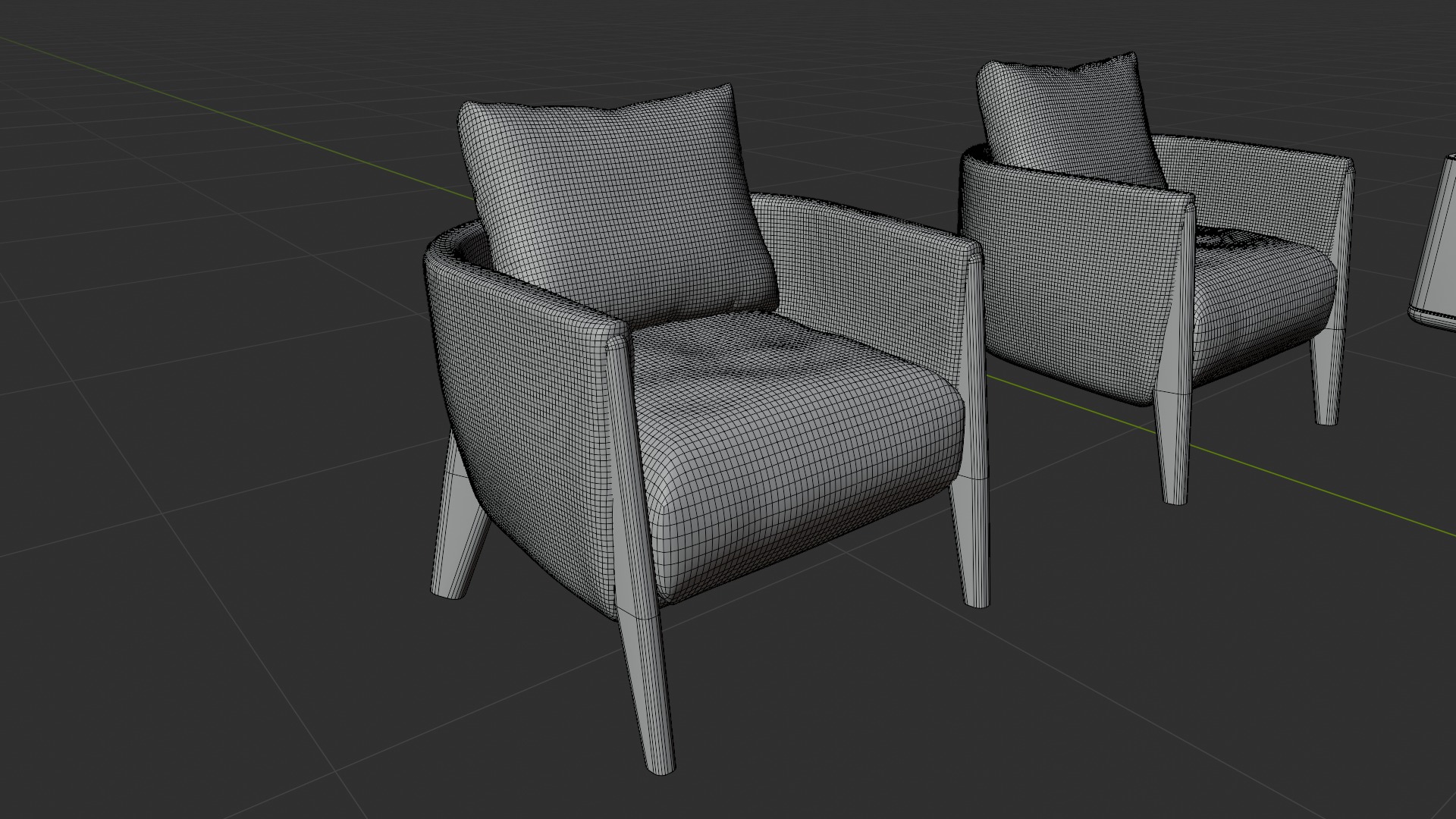 Modern Sofa Chair and Table Set 3D model_9