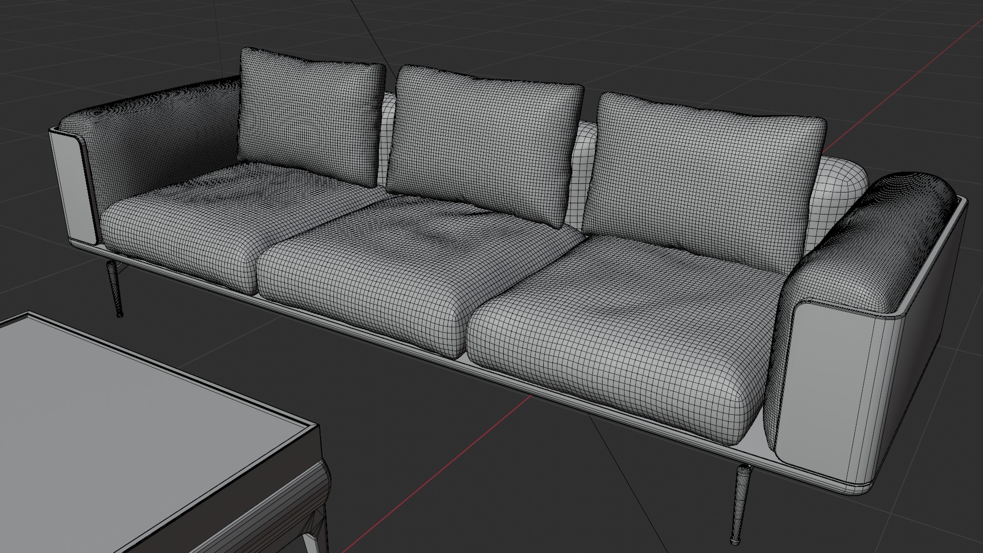 Modern Sofa Chair and Table Set 3D model_10