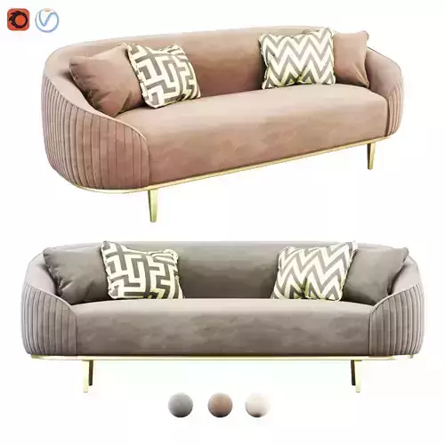 Ella Three Seat Sofa - Chalk - Brass Base