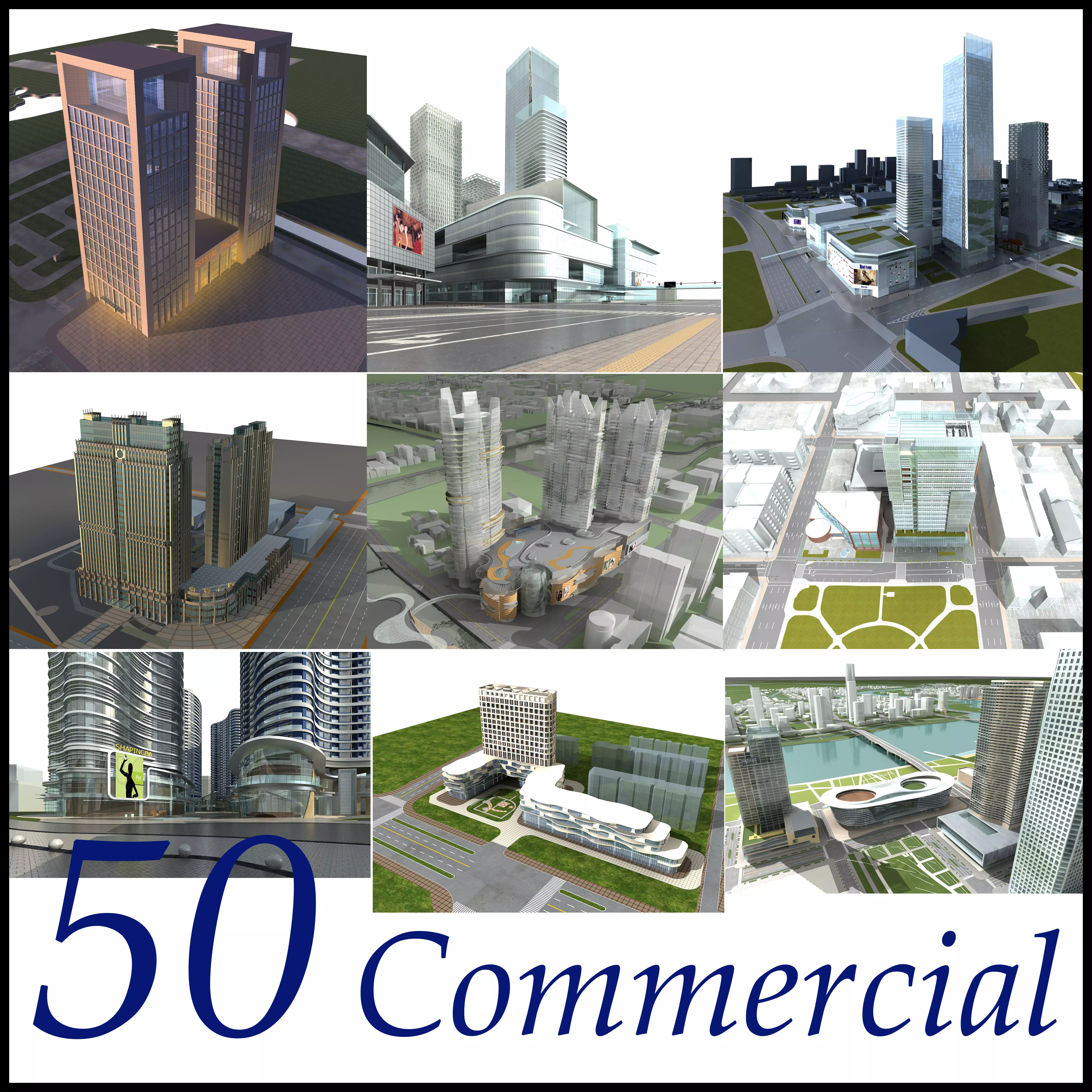 Commercial Building Collection 50 items Vol2 3D model_0