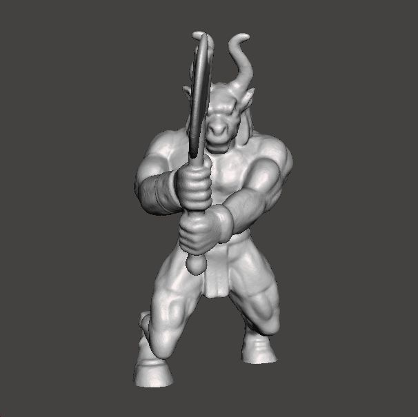 MINOTON BRONZE MINOTAUR MINIATURE MODEL FOR FANTASY GAMES RPG 3D print model_6