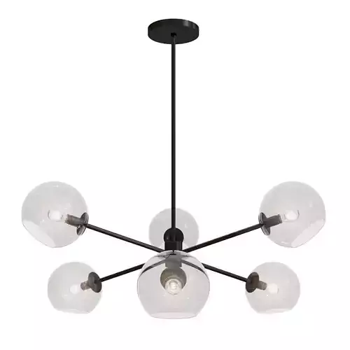 Staggered Glass 6-Light Chandelier Clear