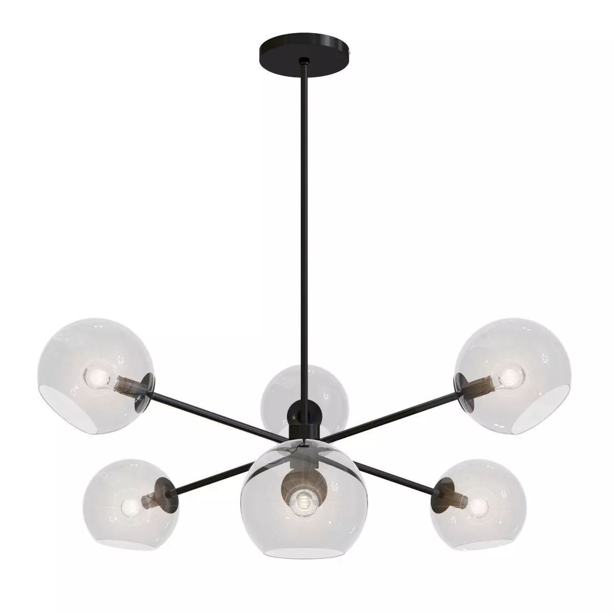 Staggered Glass 6-Light Chandelier Clear 3D model_0