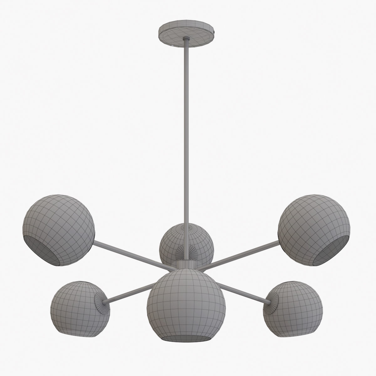 Staggered Glass 6-Light Chandelier Clear 3D model_3