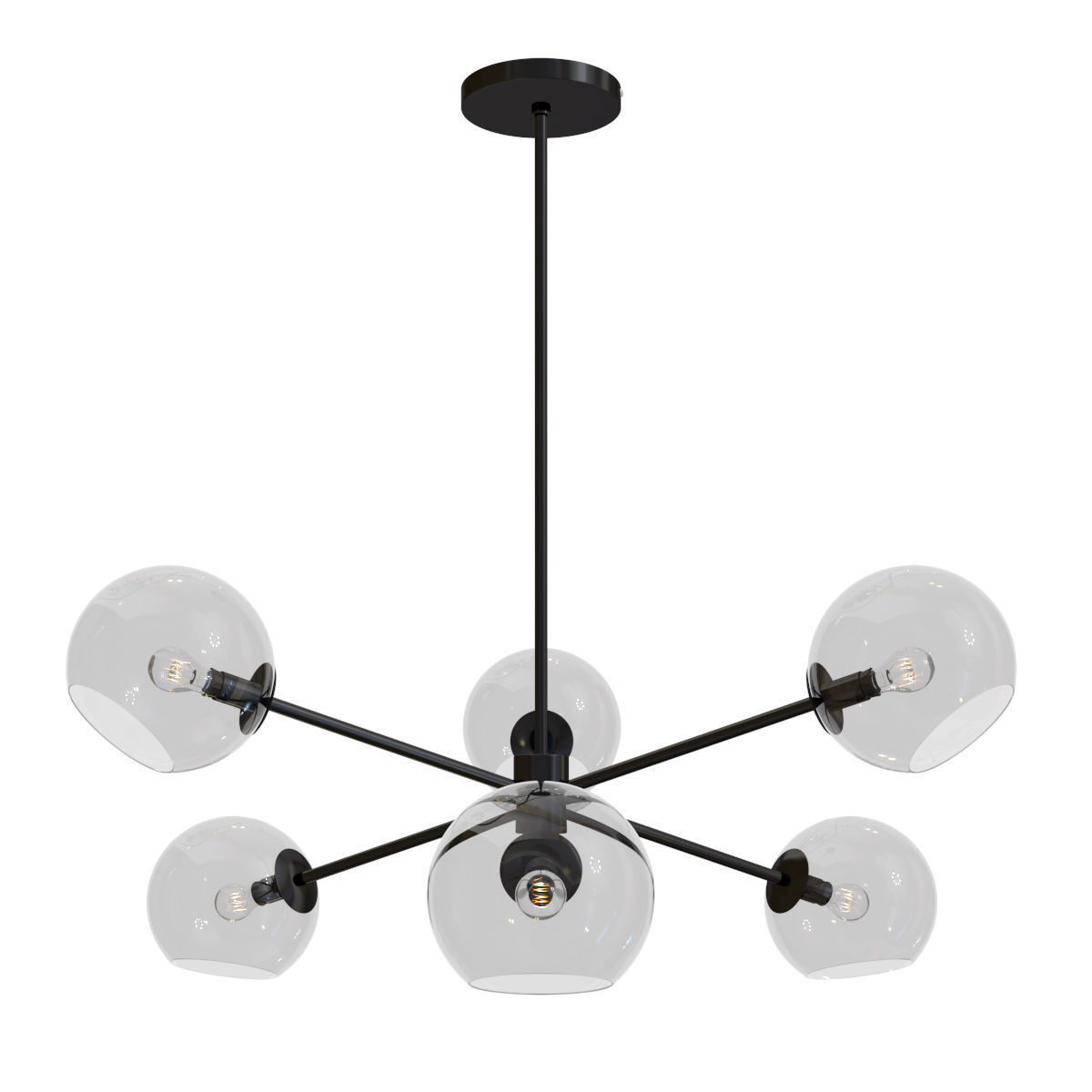 Staggered Glass 6-Light Chandelier Clear 3D model_1