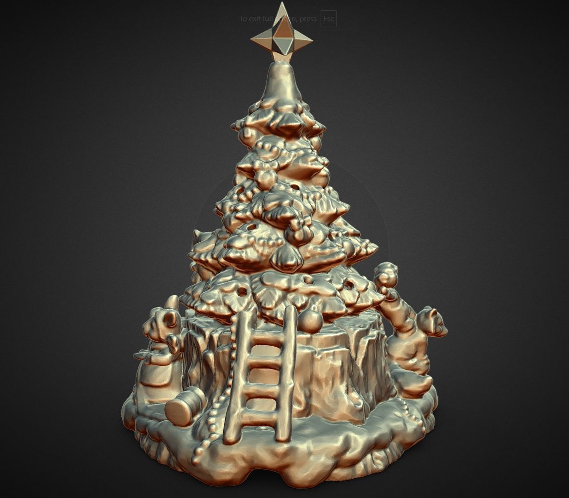 Bunnys And Foxes Trimming The Tree  3D print model_1