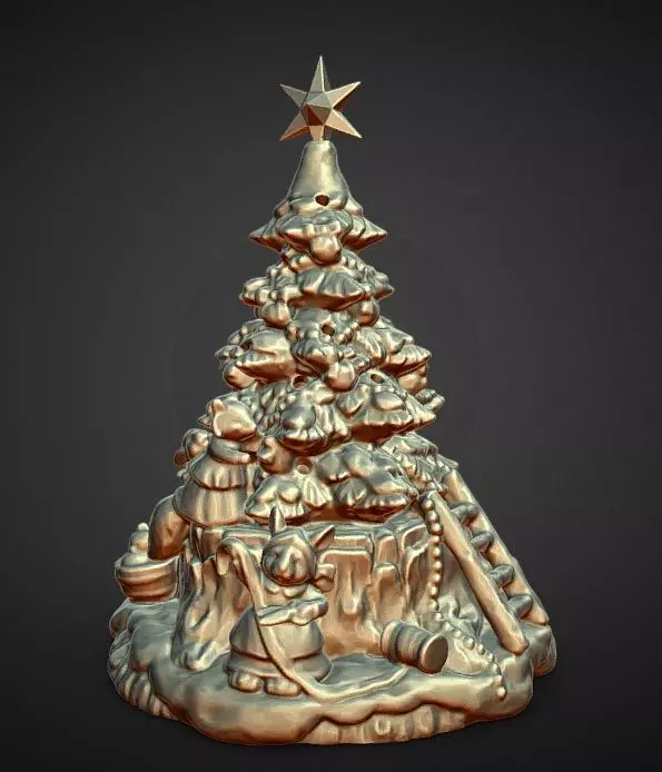 Bunnys And Foxes Trimming The Tree  3D print model_0