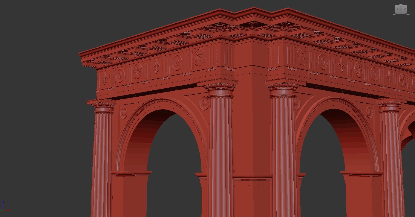 Arch Doric Mutulary column with pedestal on Vignola 3D model_12