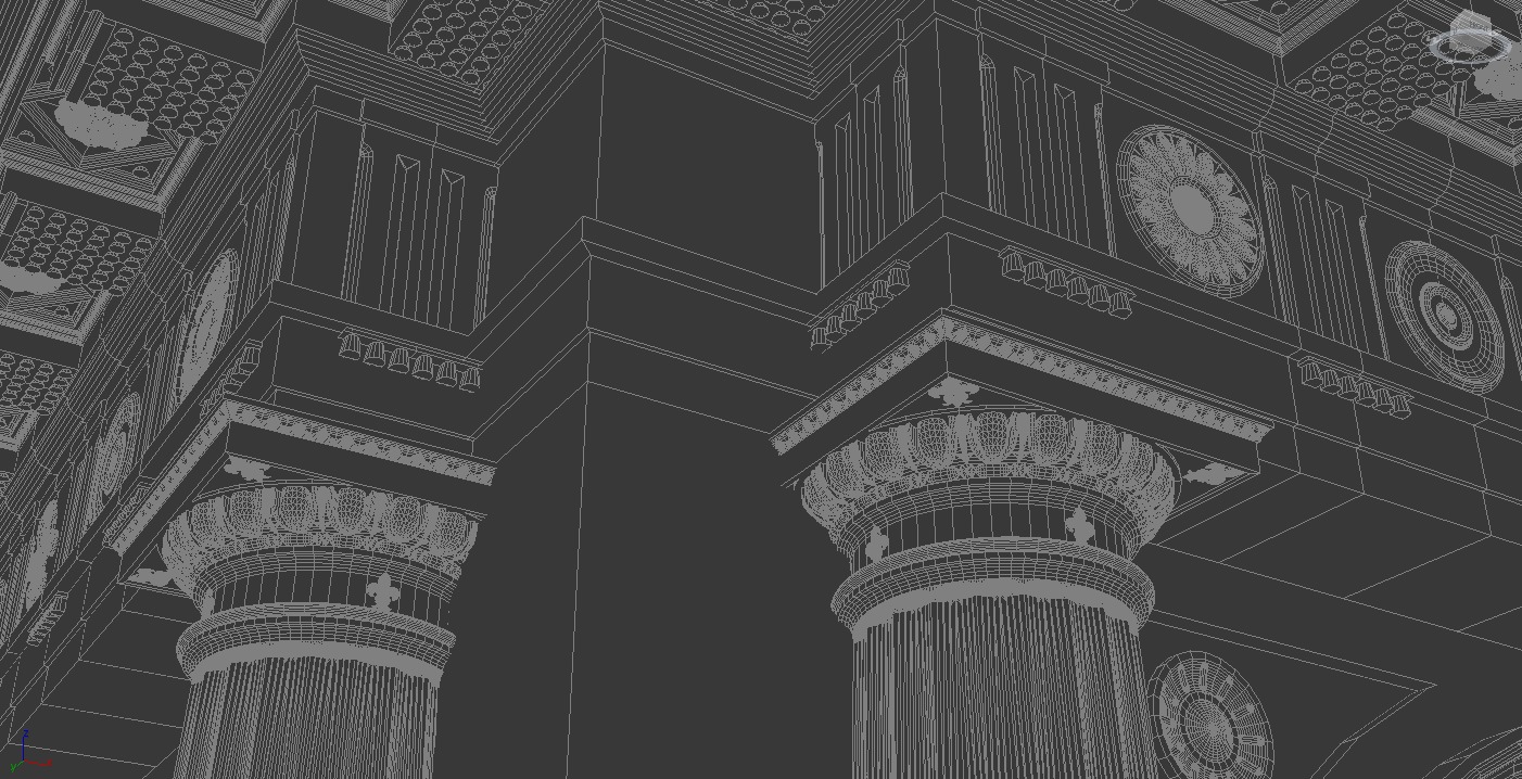 Arch Doric Mutulary column with pedestal on Vignola 3D model_14