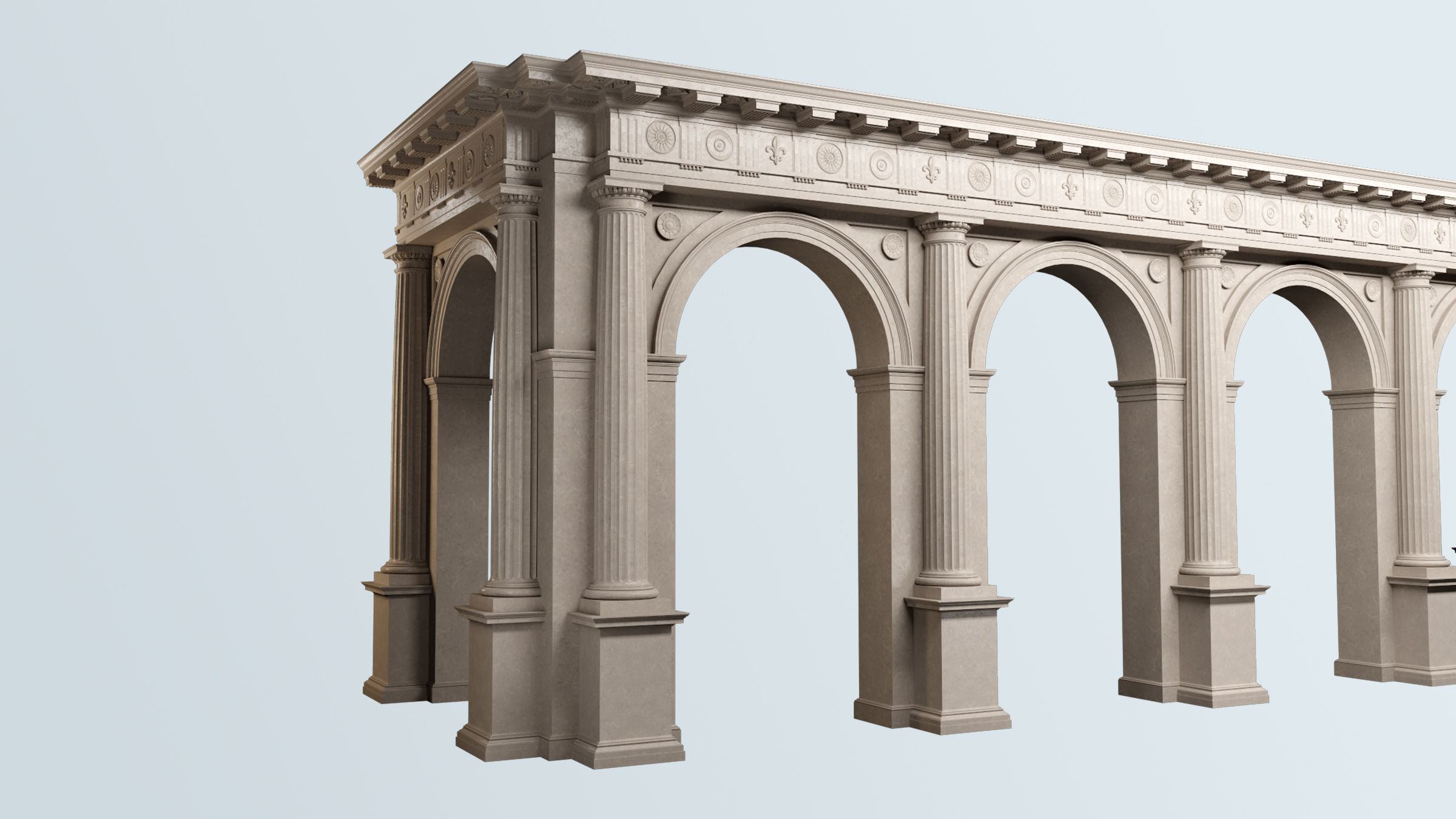 Arch Doric Mutulary column with pedestal on Vignola 3D model_3
