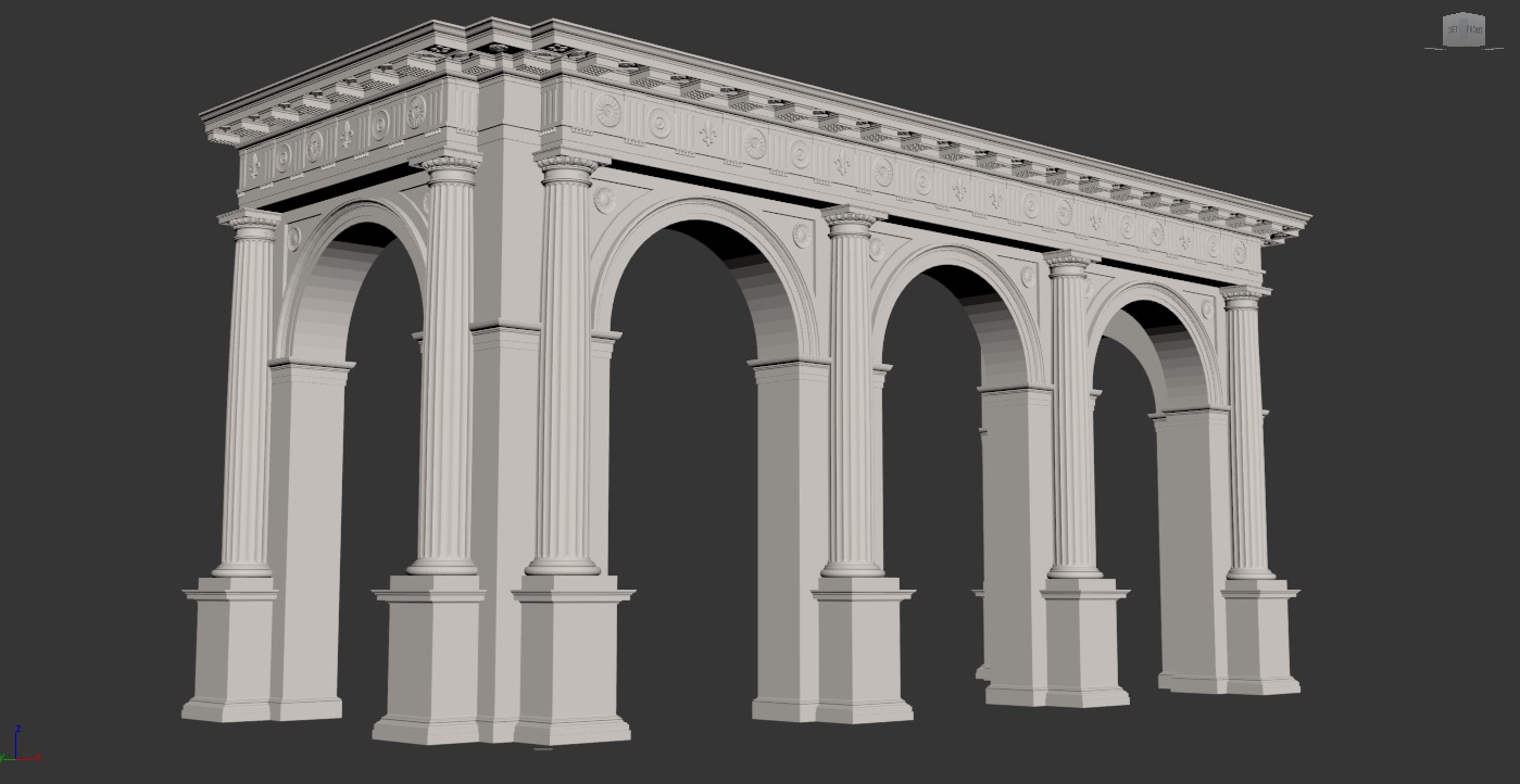 Arch Doric Mutulary column with pedestal on Vignola 3D model_11