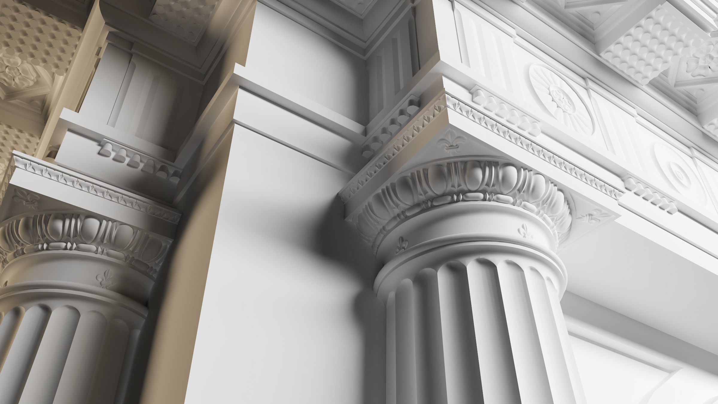 Arch Doric Mutulary column with pedestal on Vignola 3D model_5