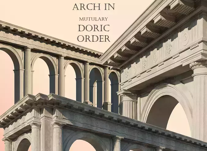 Arch Doric  Mutulary column with pedestal  on Vignola