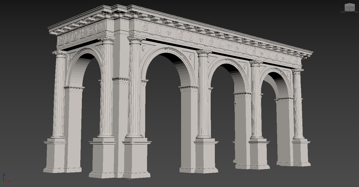 Arch Doric Mutulary column with pedestal on Vignola 3D model_10