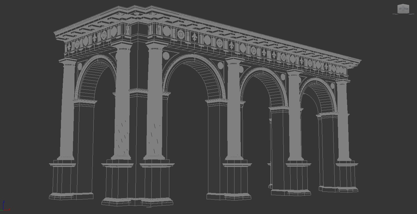 Arch Doric Mutulary column with pedestal on Vignola 3D model_13