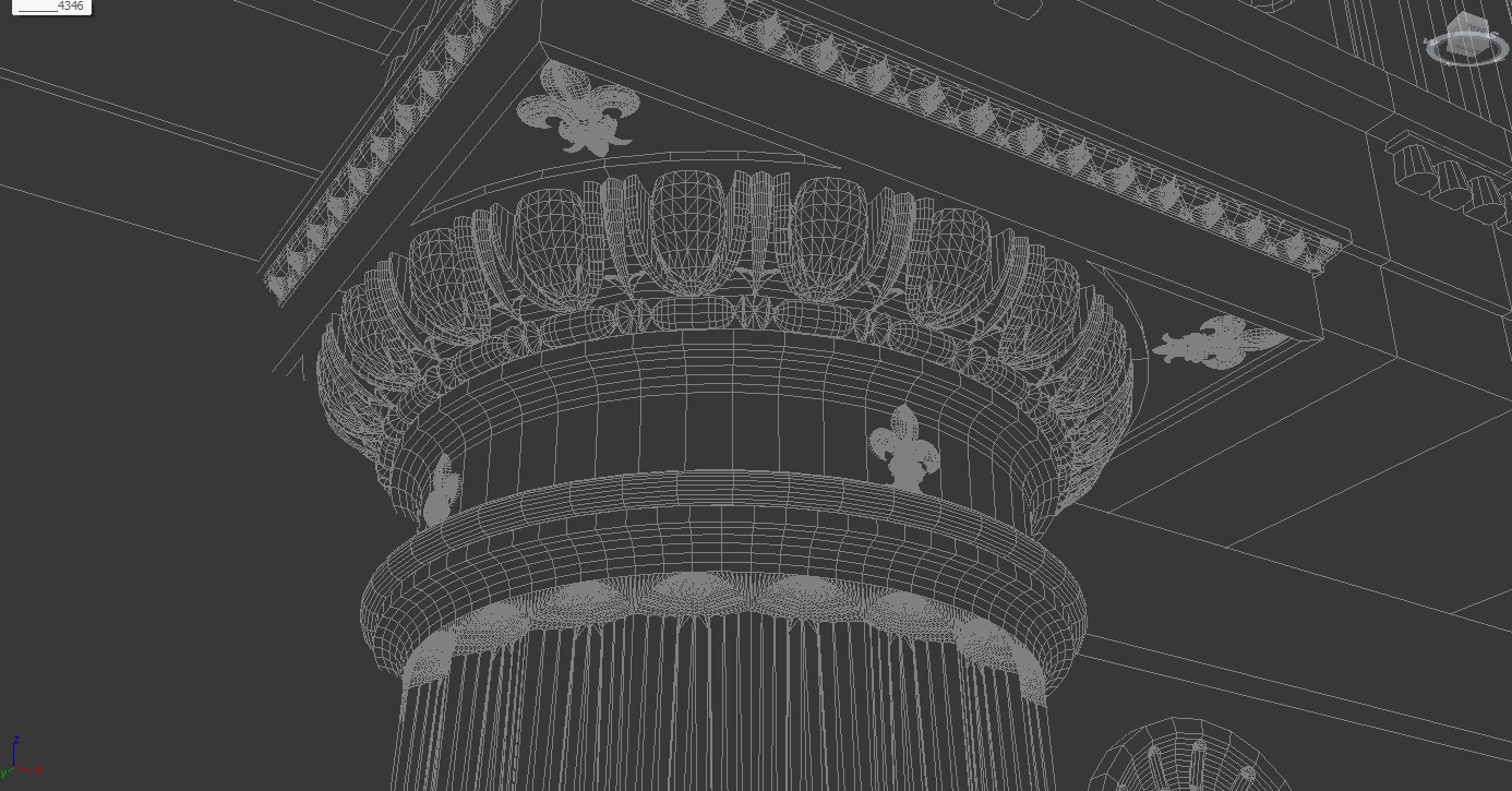 Arch Doric Mutulary column with pedestal on Vignola 3D model_15