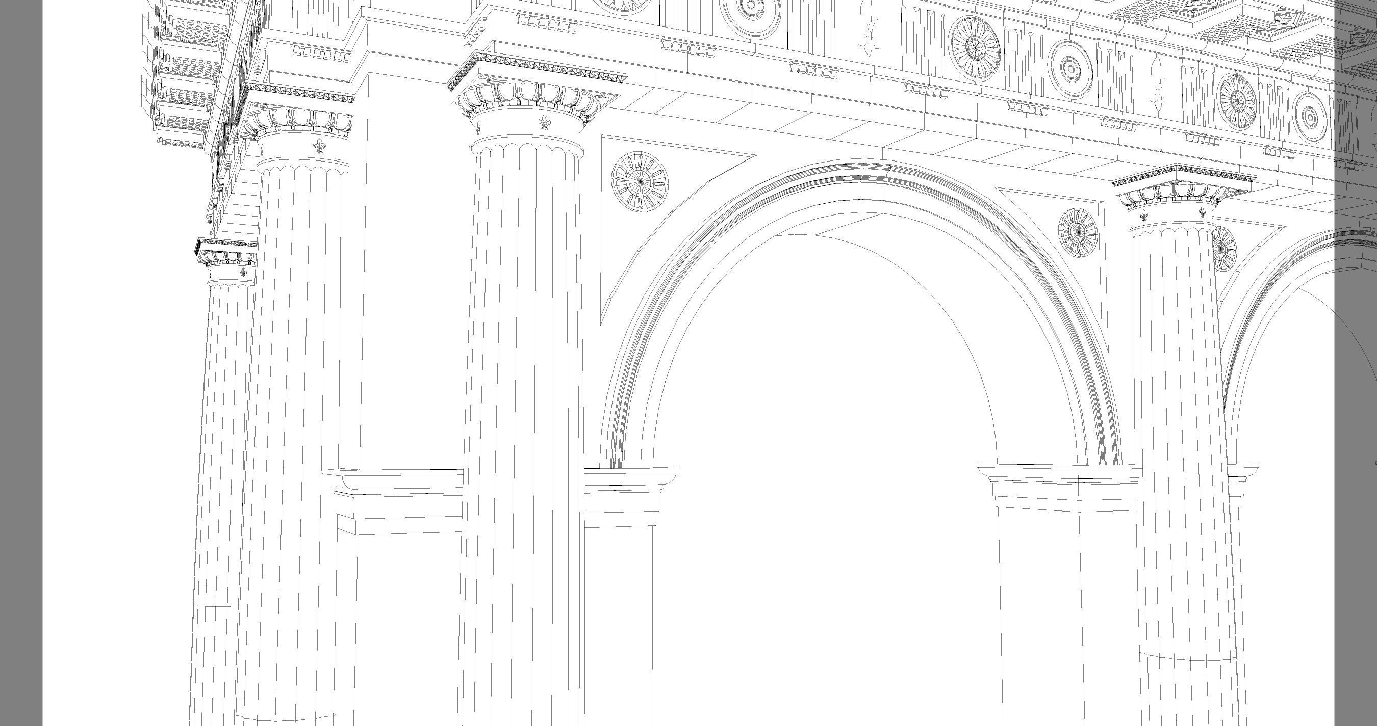 Arch Doric Mutulary column with pedestal on Vignola 3D model_9