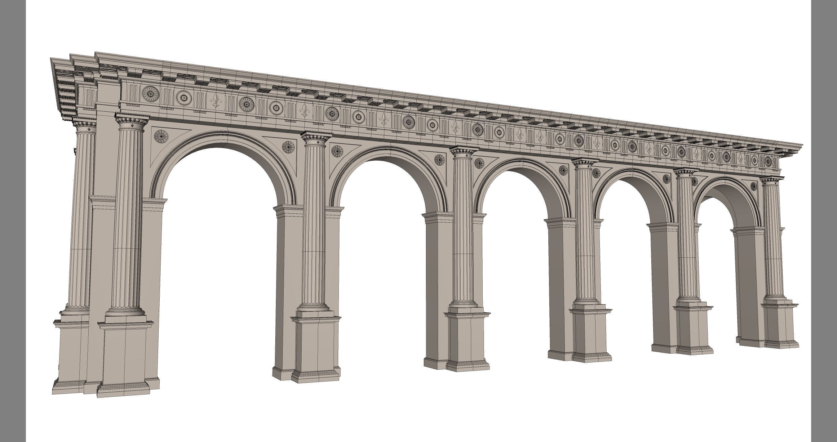 Arch Doric Mutulary column with pedestal on Vignola 3D model_6