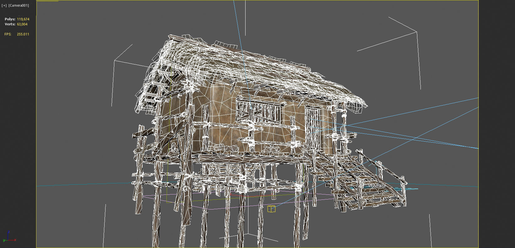 Ancient Asian Yellow Mud Houses 3D model_6