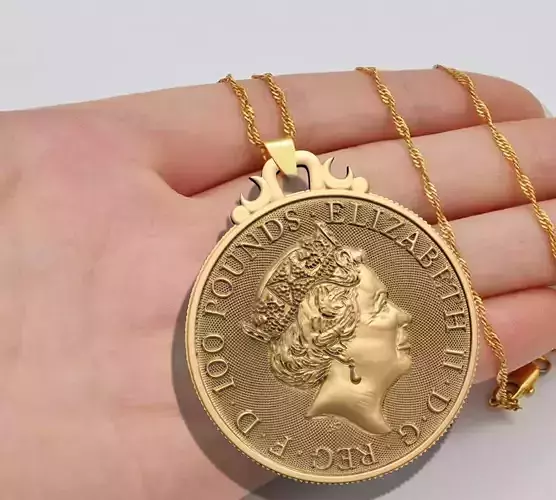 QUEEN ELIZABETH II COIN PENDANT M01 3D print model