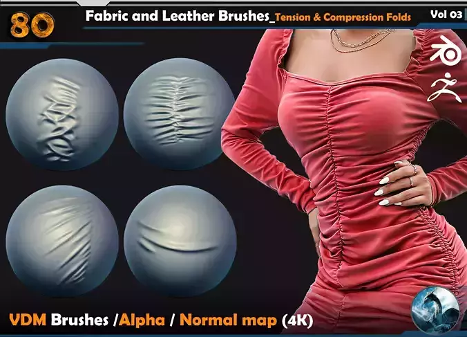 80 Fabric and Leather VDM Brushes Vol 03 3D model