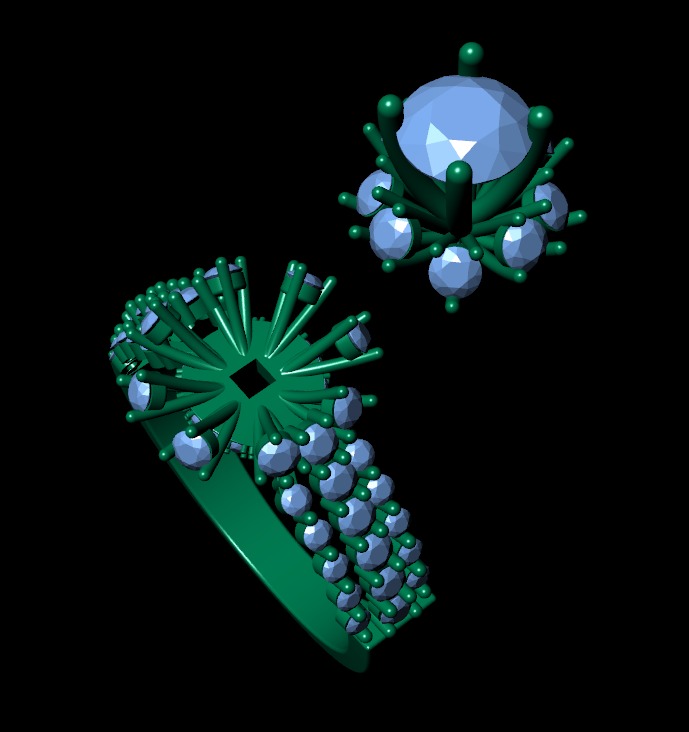 Women diamond ring 3d render 3D print model_7