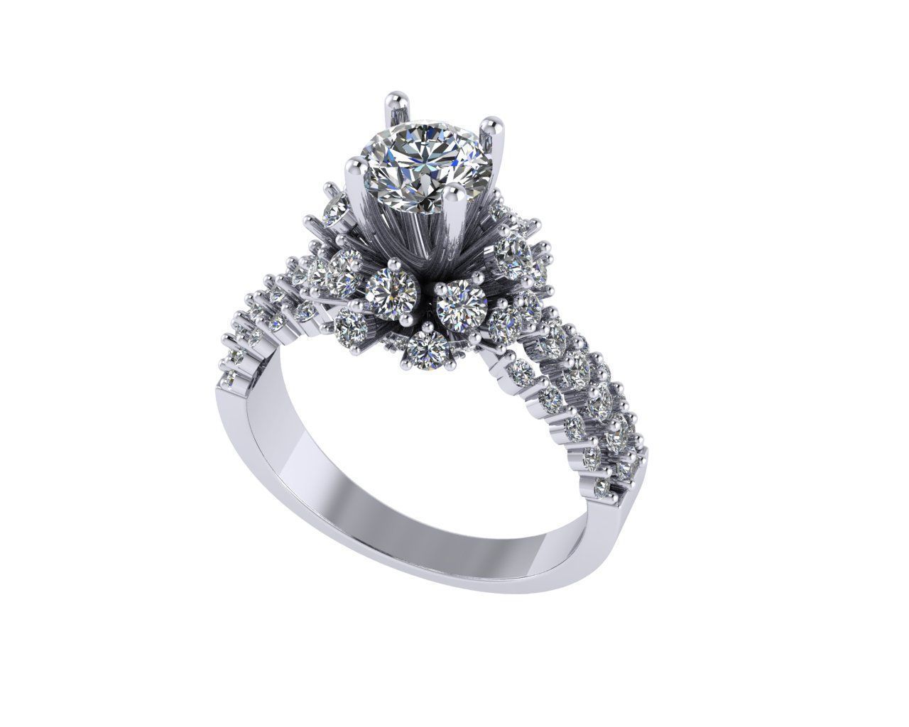 Women diamond ring 3d render 3D print model_2