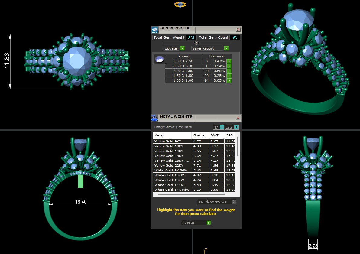 Women diamond ring 3d render 3D print model_6