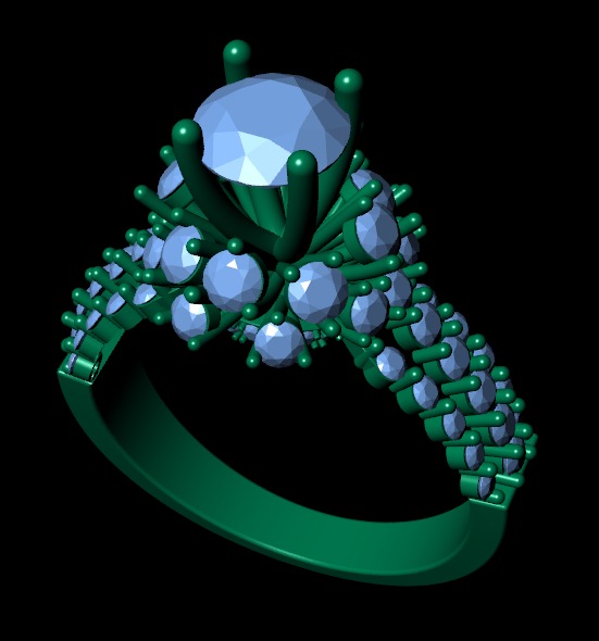 Women diamond ring 3d render 3D print model_8