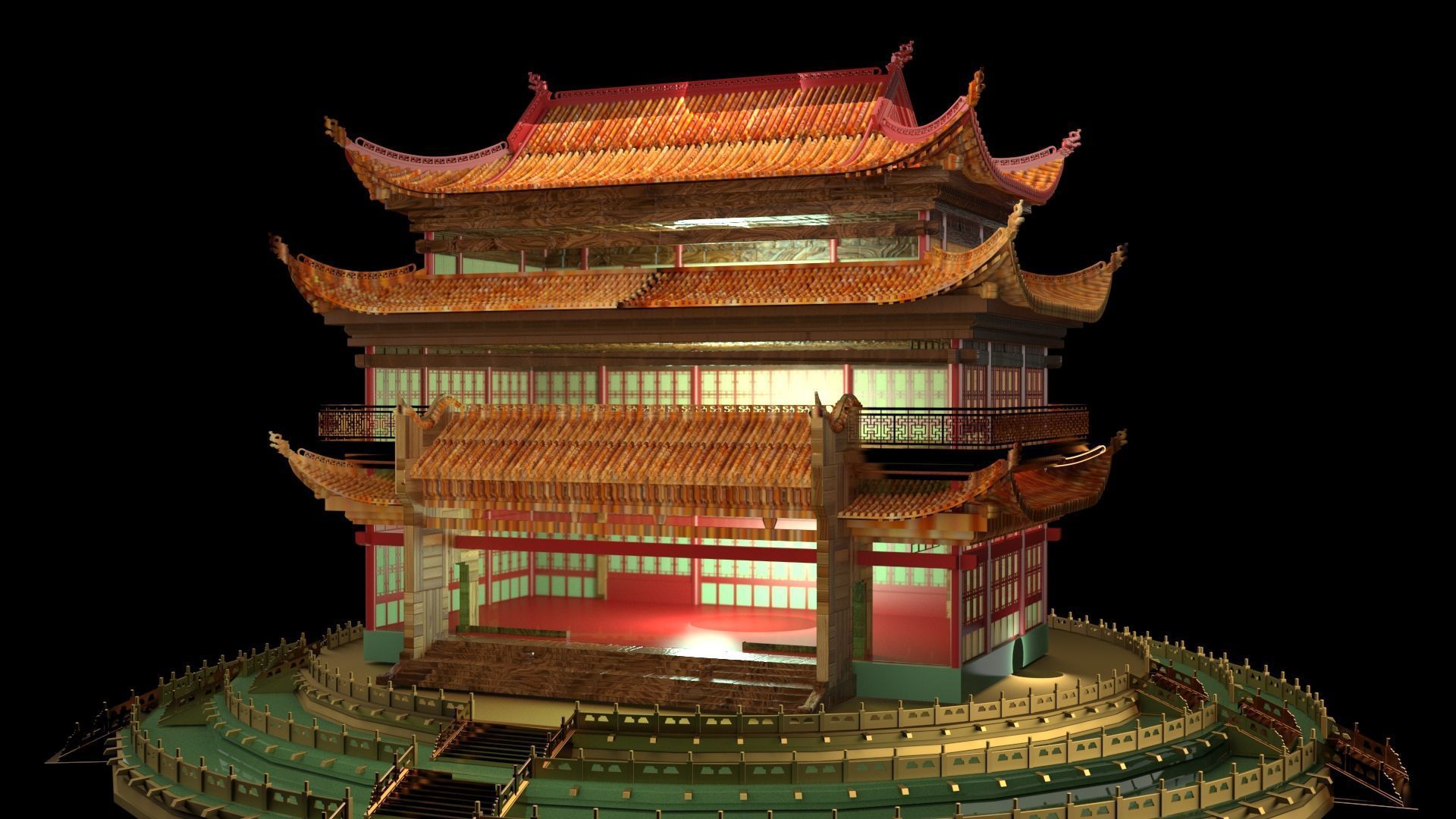 Chinese ancient  house  3D model_1
