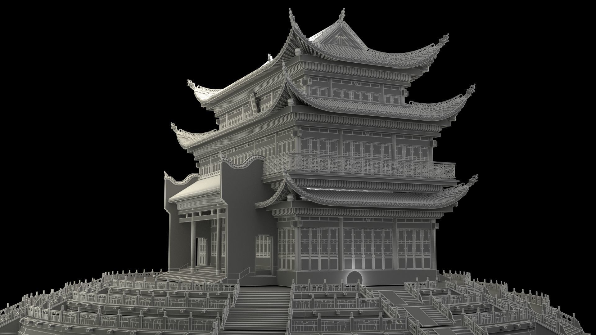 Chinese ancient  house  3D model_6