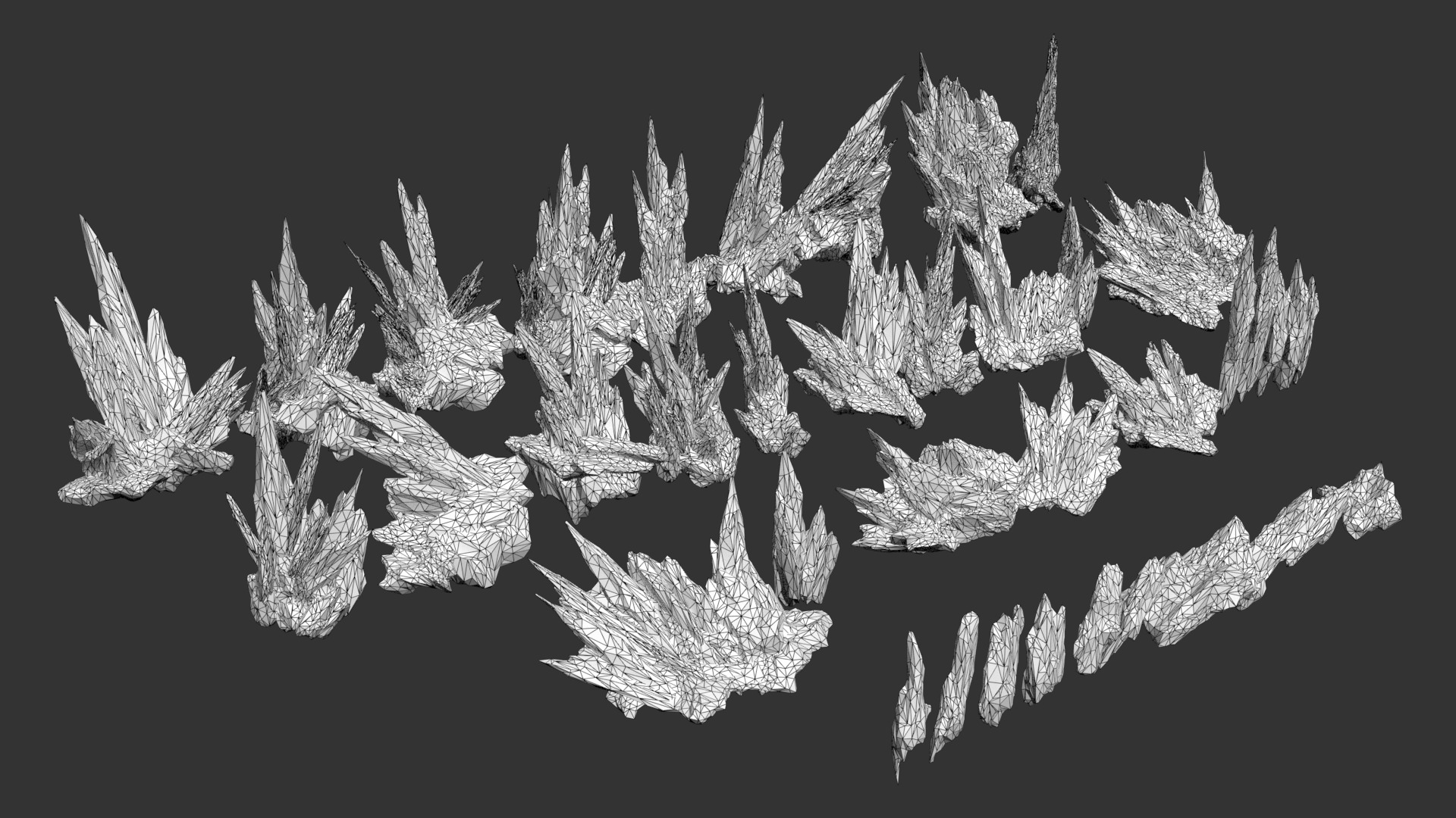 40 Low poly Spiky Ice Cave Modulars - 241002 Low-poly 3D model_15