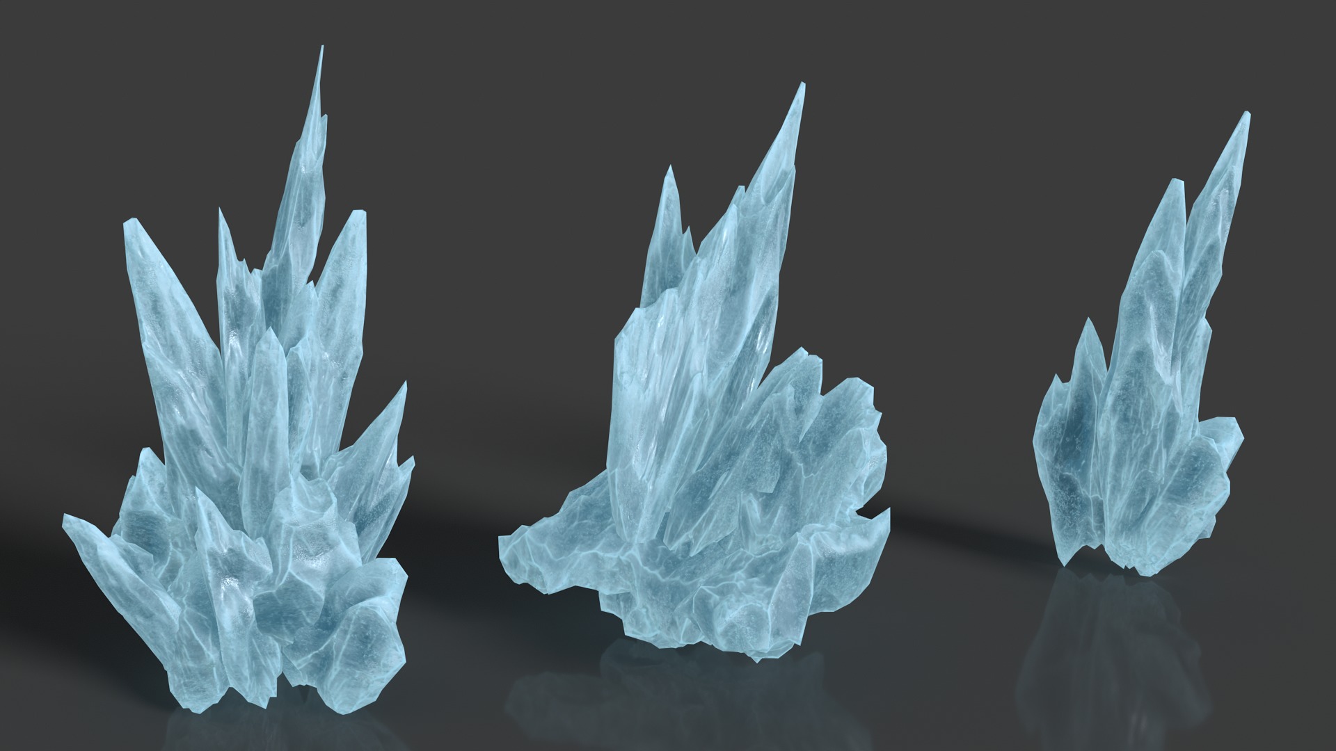 40 Low poly Spiky Ice Cave Modulars - 241002 Low-poly 3D model_8