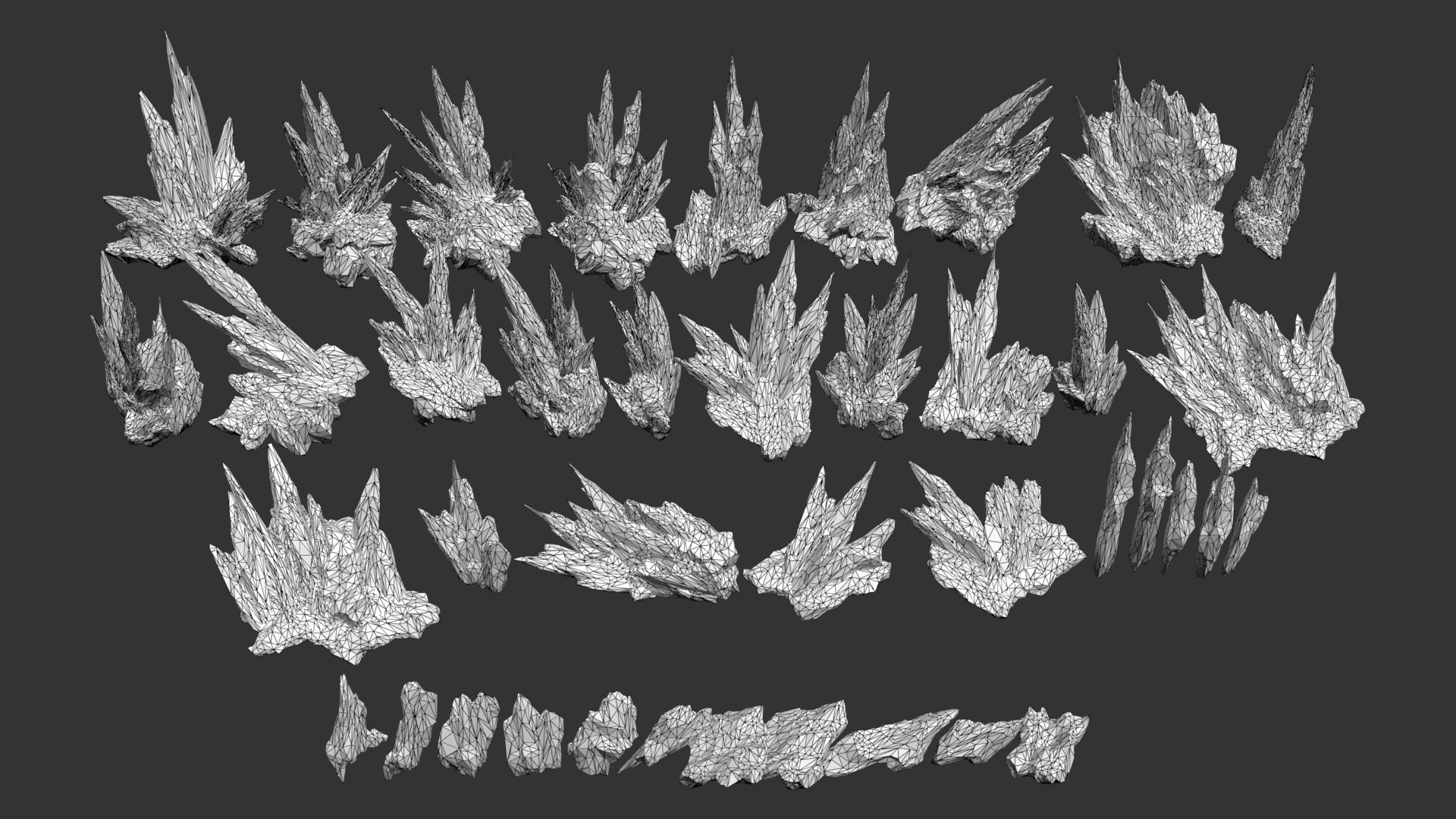 40 Low poly Spiky Ice Cave Modulars - 241002 Low-poly 3D model_14