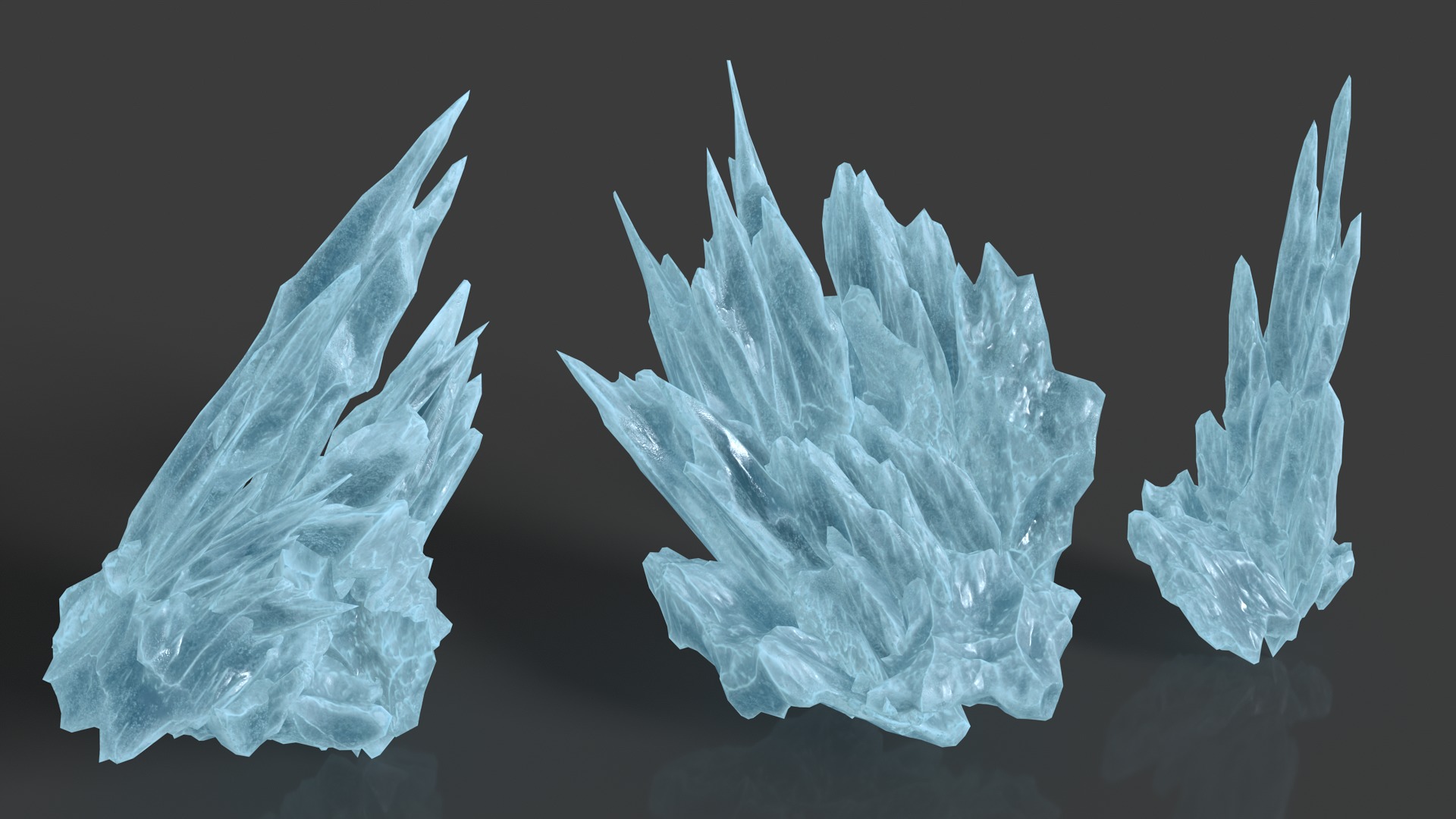 40 Low poly Spiky Ice Cave Modulars - 241002 Low-poly 3D model_5
