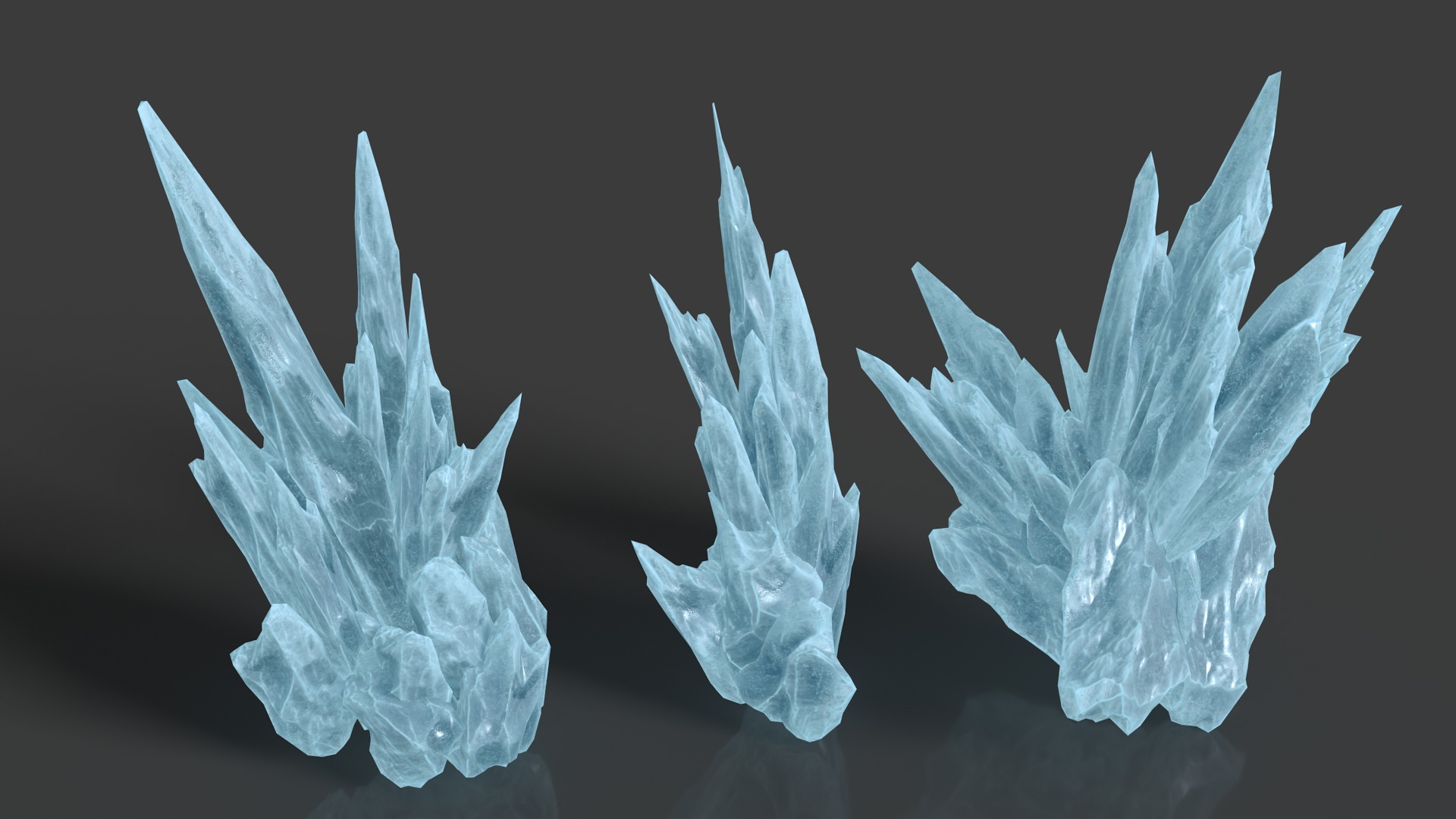 40 Low poly Spiky Ice Cave Modulars - 241002 Low-poly 3D model_7