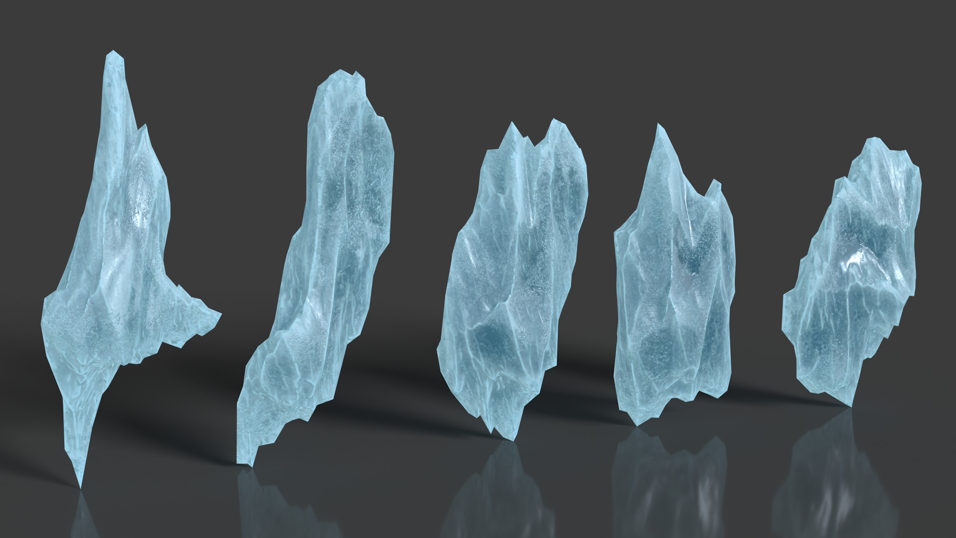 40 Low poly Spiky Ice Cave Modulars - 241002 Low-poly 3D model_12