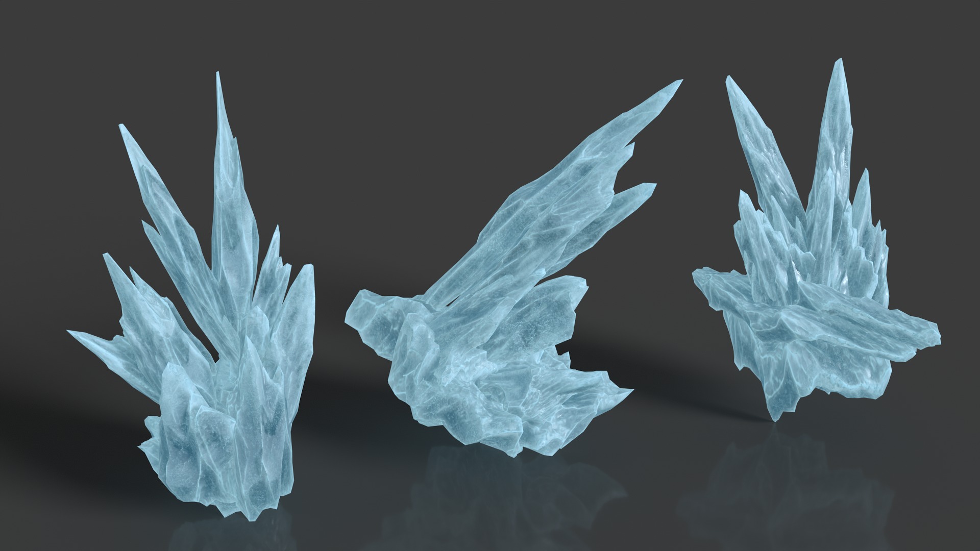 40 Low poly Spiky Ice Cave Modulars - 241002 Low-poly 3D model_6