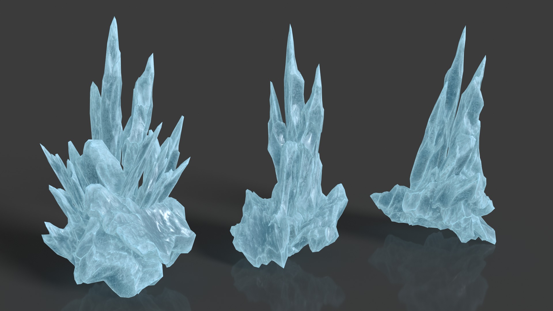 40 Low poly Spiky Ice Cave Modulars - 241002 Low-poly 3D model_4