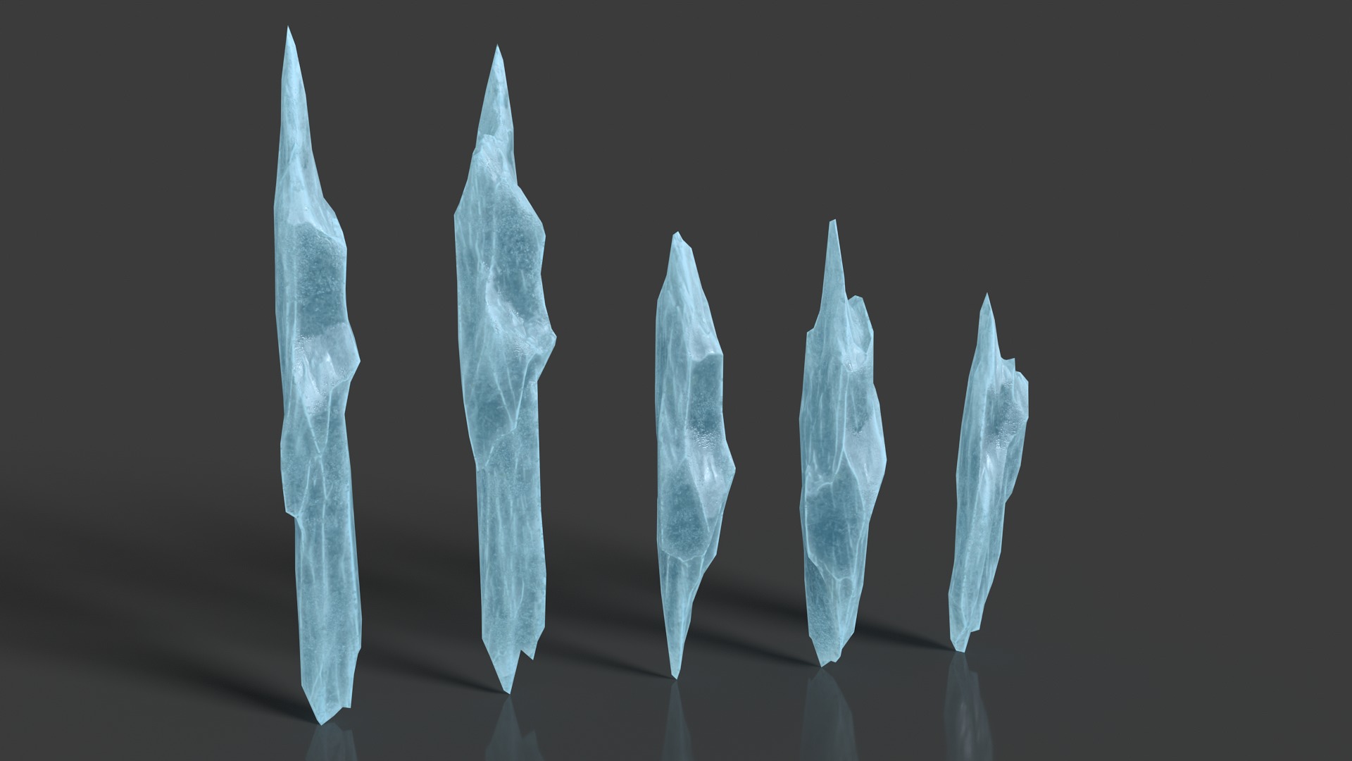 40 Low poly Spiky Ice Cave Modulars - 241002 Low-poly 3D model_11