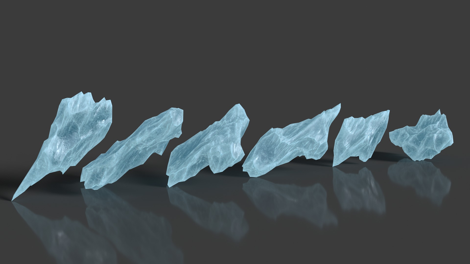 40 Low poly Spiky Ice Cave Modulars - 241002 Low-poly 3D model_13