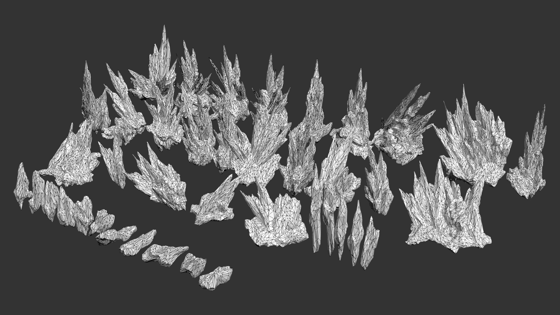 40 Low poly Spiky Ice Cave Modulars - 241002 Low-poly 3D model_16