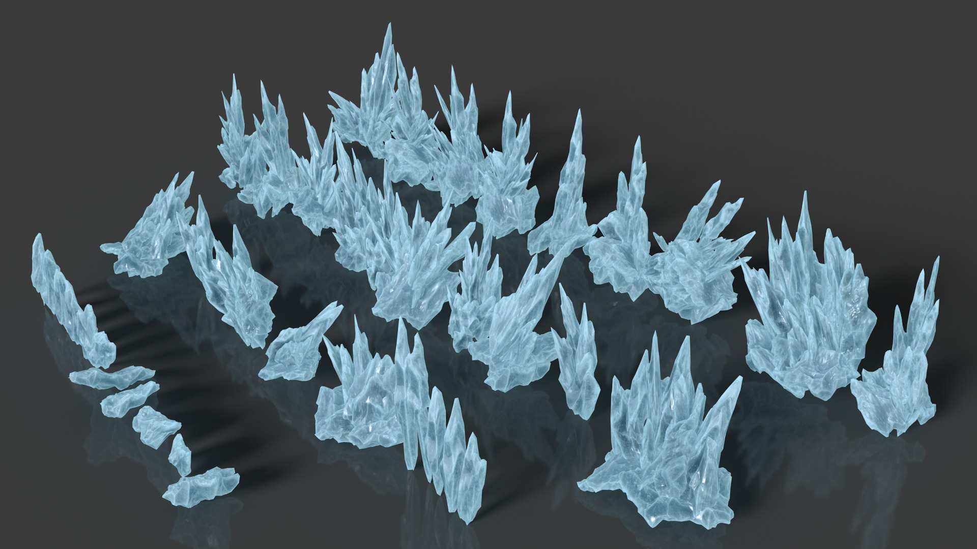 40 Low poly Spiky Ice Cave Modulars - 241002 Low-poly 3D model_2