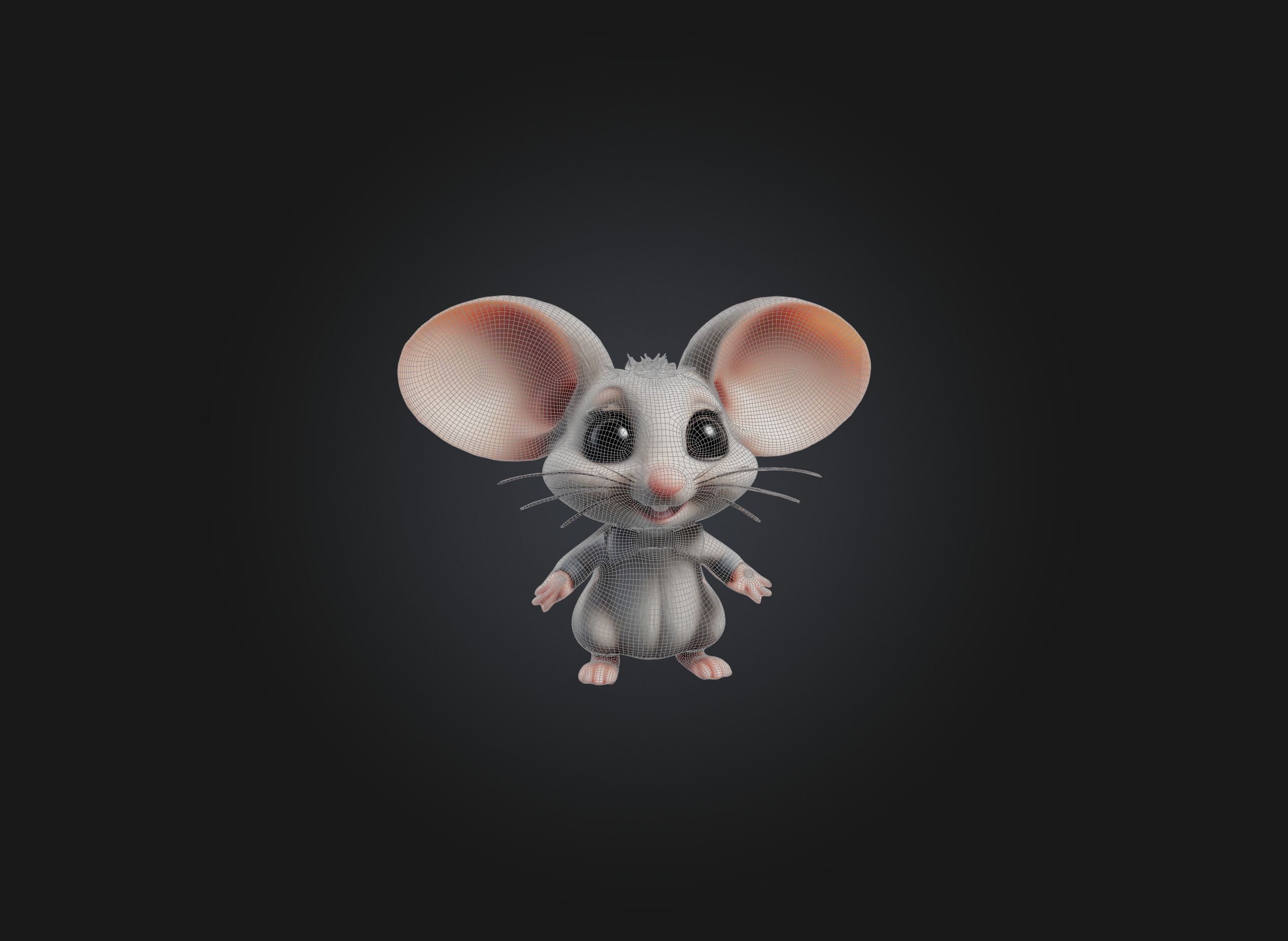 cute cartoon mouse Low-poly 3D model_2