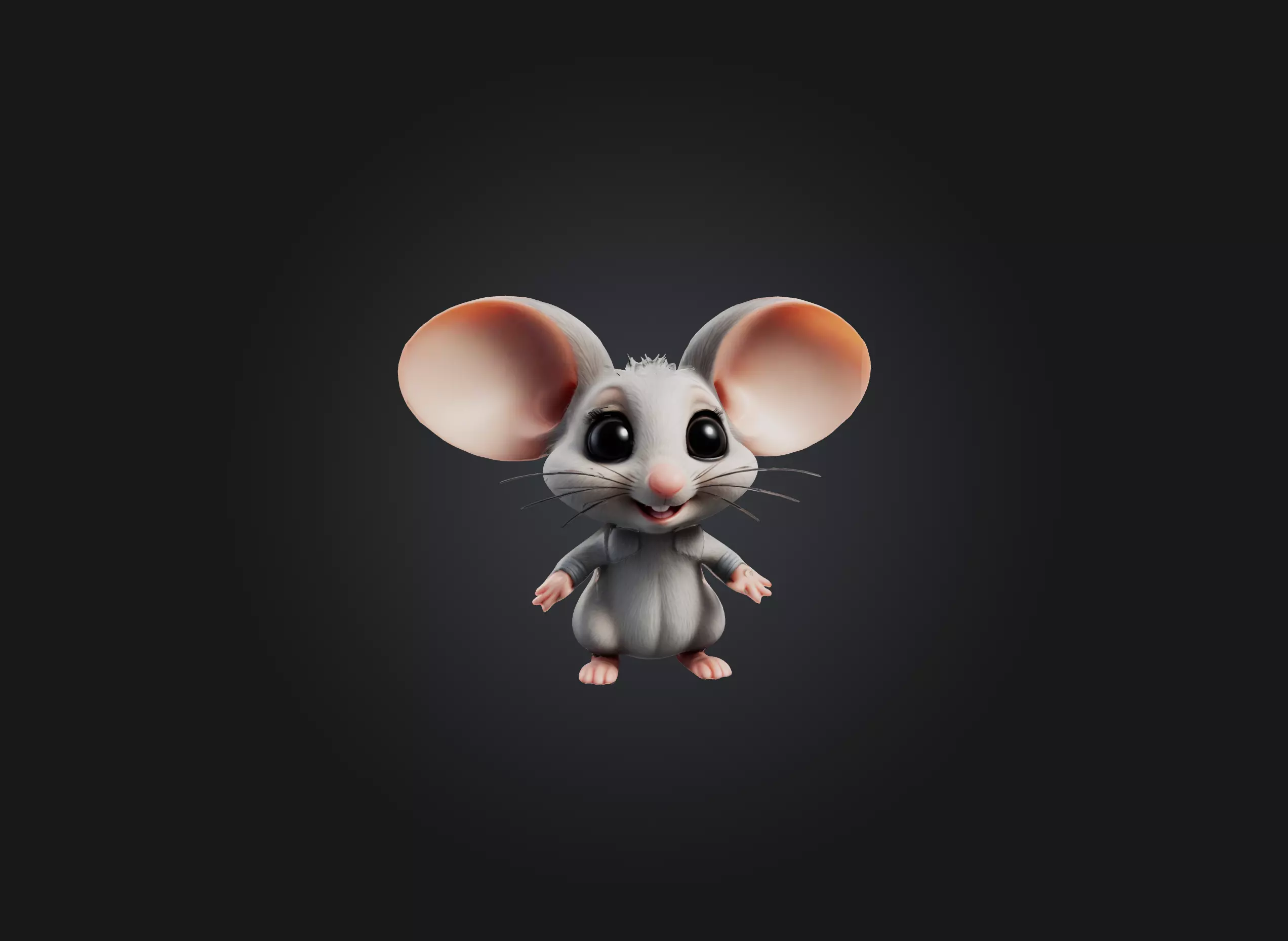 cute cartoon mouse Low-poly 3D model_0