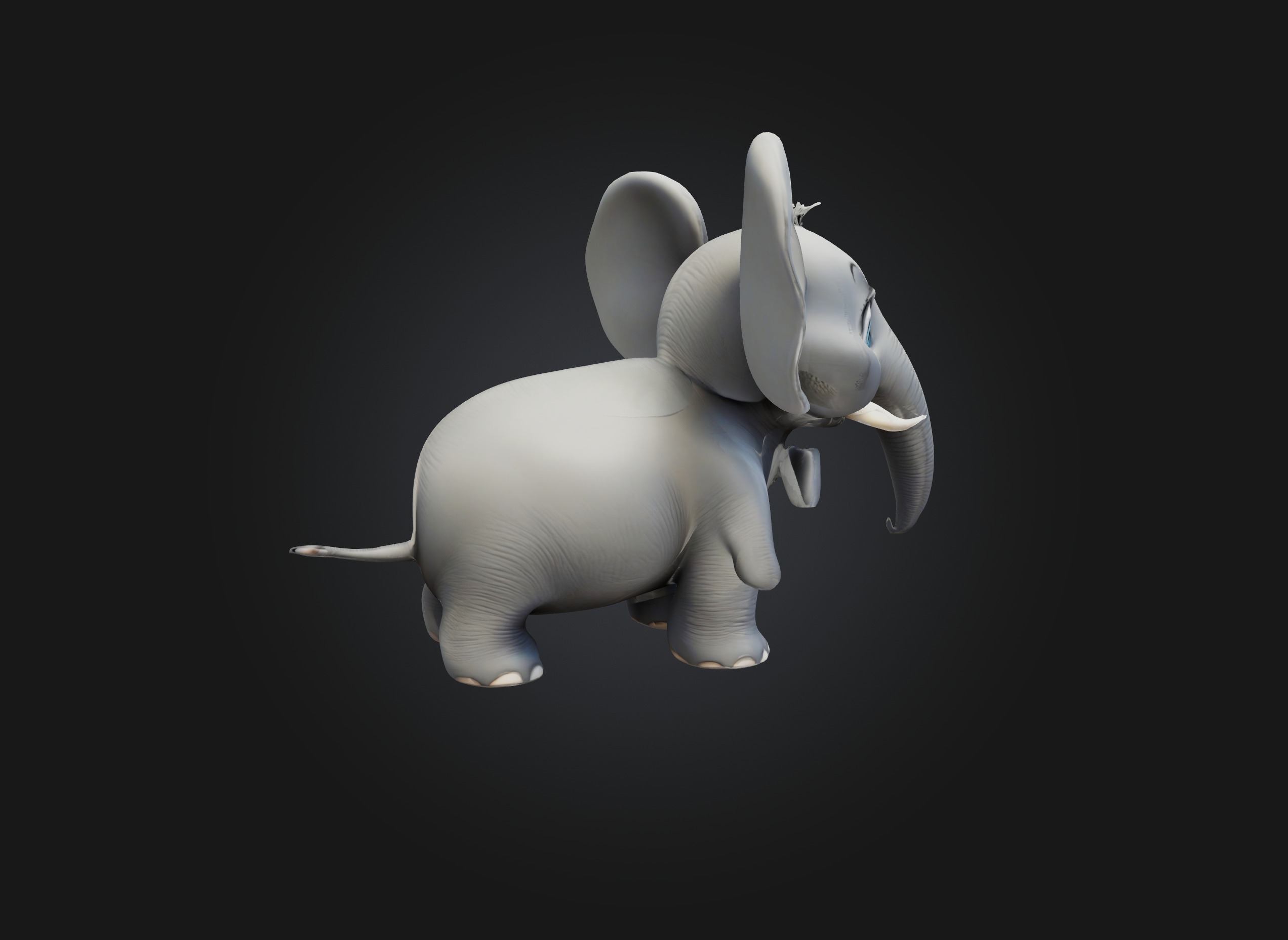 cartoon elephant Low-poly 3D model_4
