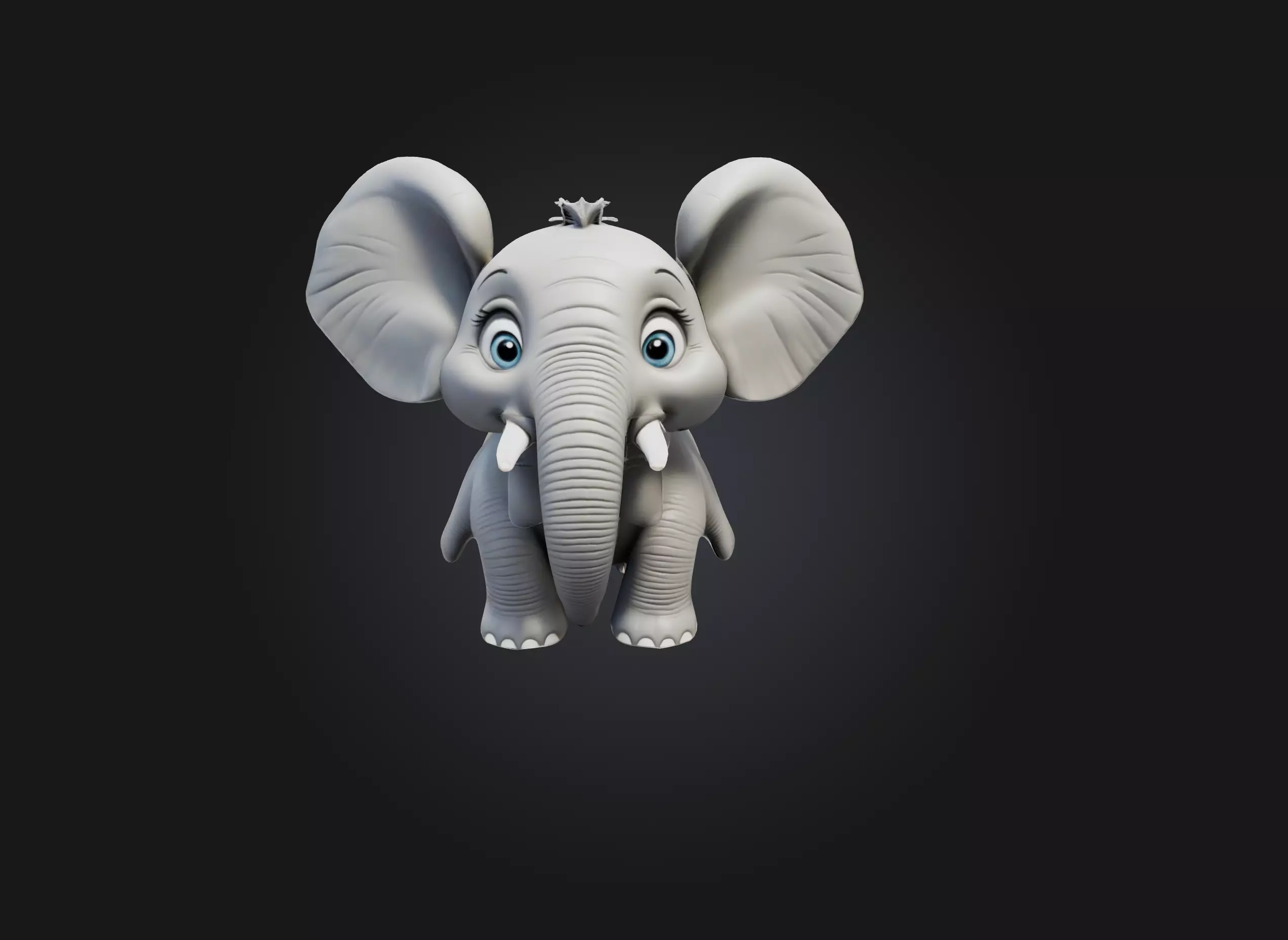 cartoon elephant Low-poly 3D model_0
