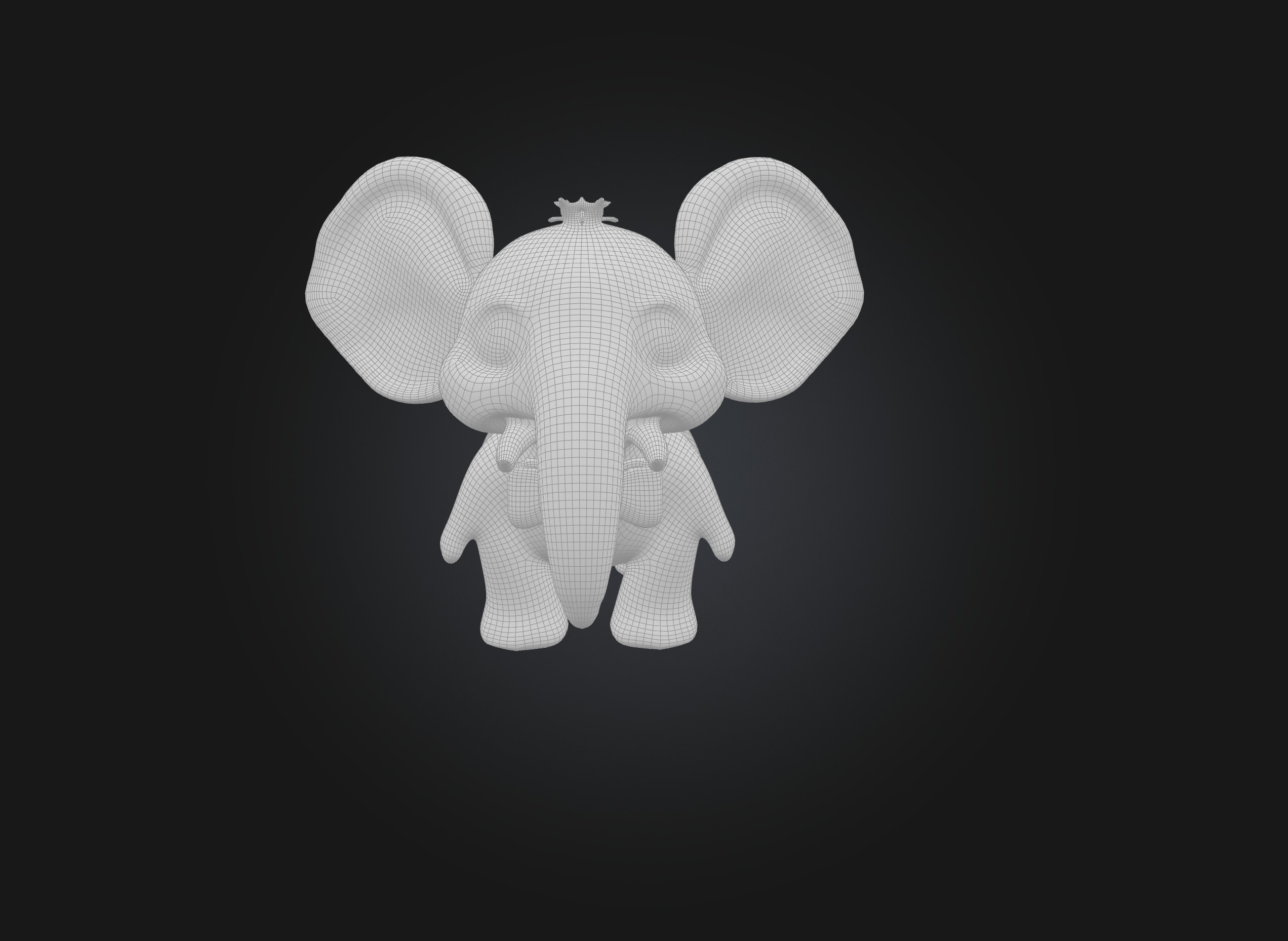 cartoon elephant Low-poly 3D model_2
