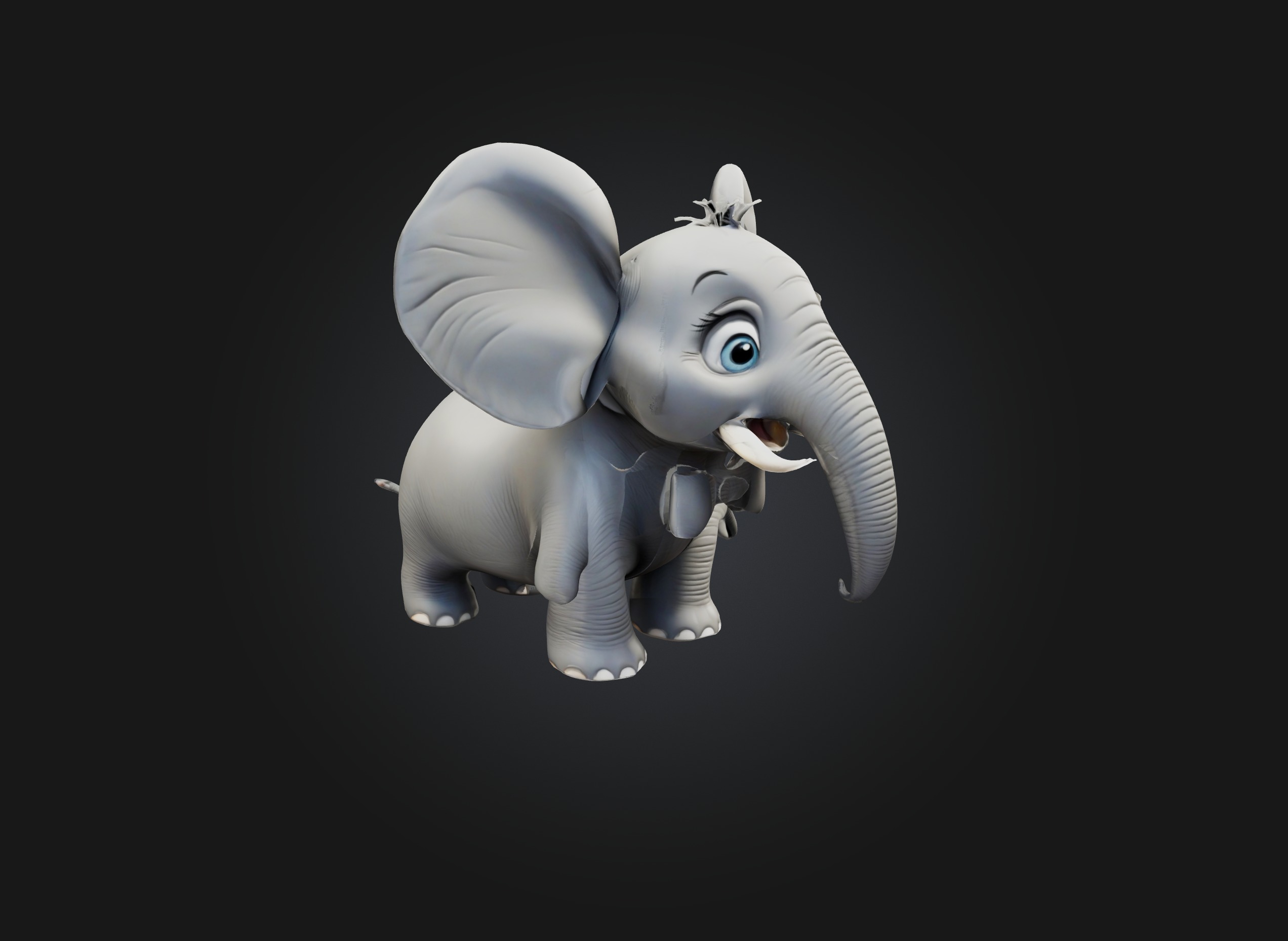 cartoon elephant Low-poly 3D model_3