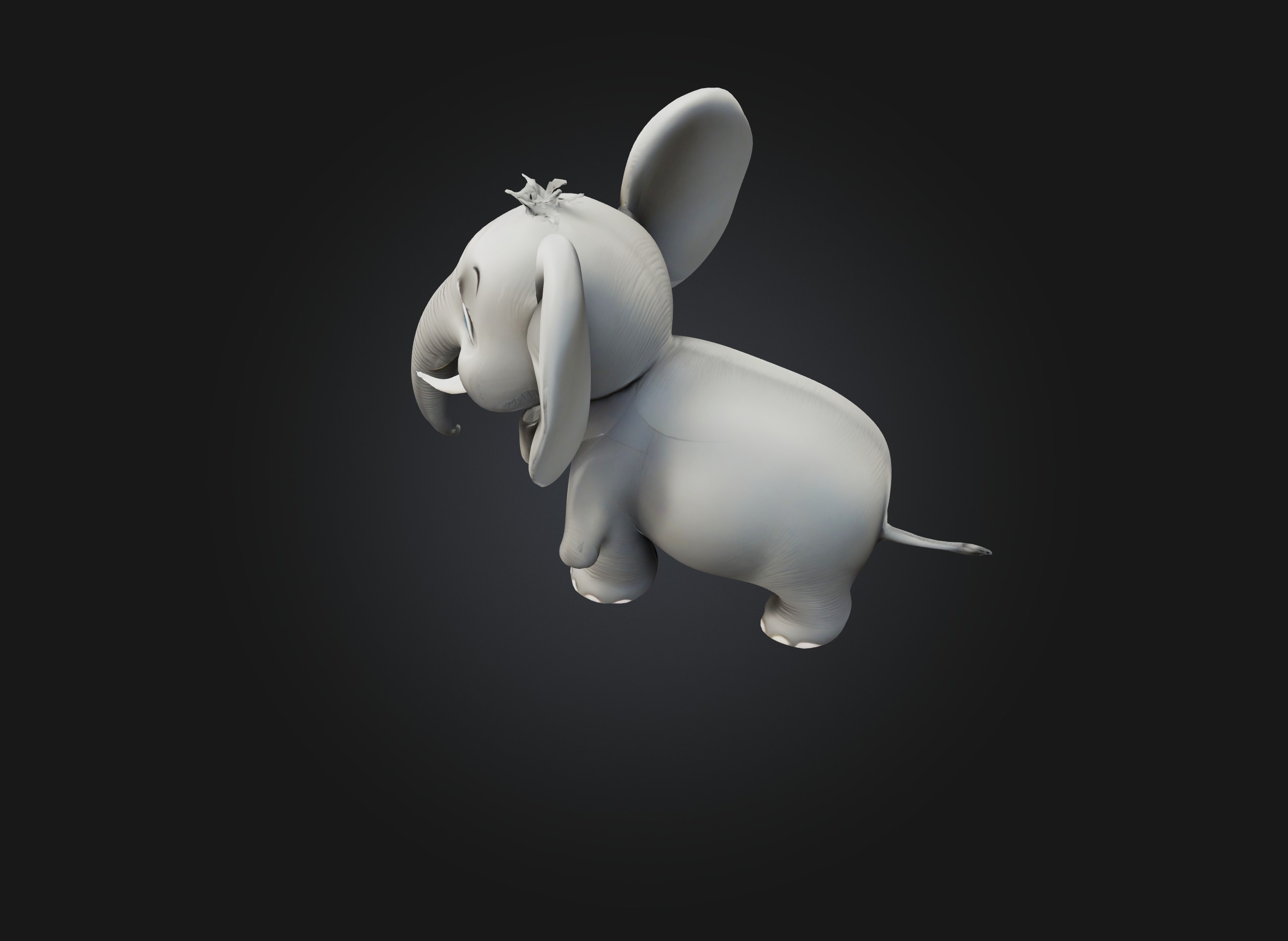cartoon elephant Low-poly 3D model_7